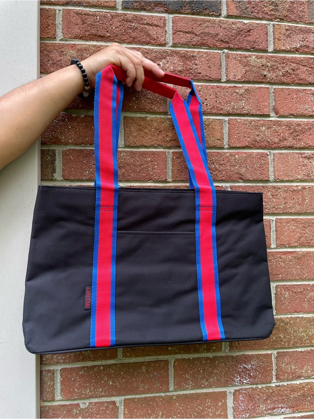 Black Lancôme  Tote bag with Red and Blue Straps